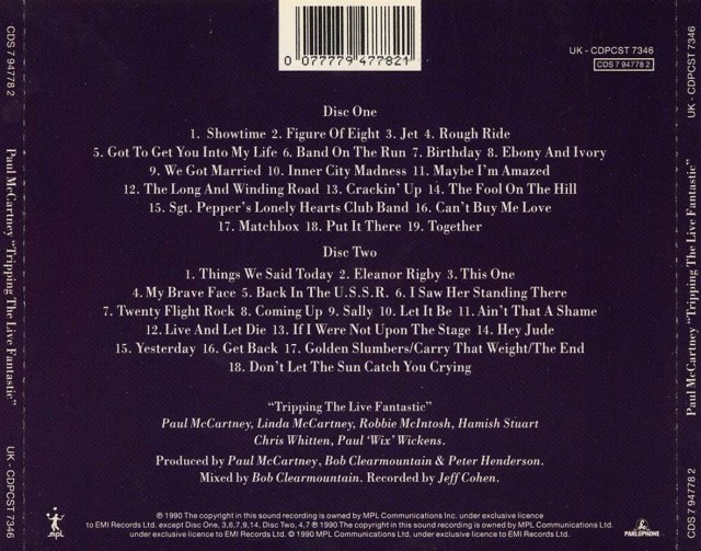 The songs featured on Paul McCartney's "Tripping the Live Fantastic" release of concert material.