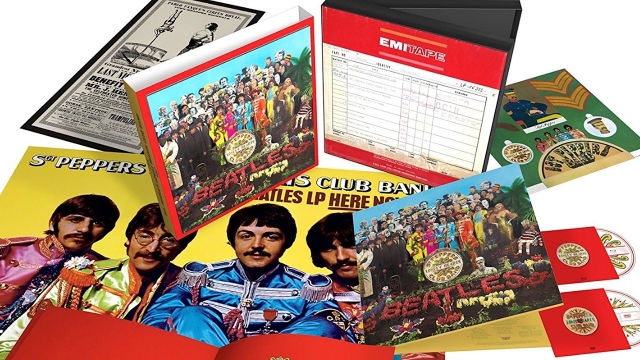 The box set version of the 50th anniversary package for "Sgt. Pepper's Lonely Hearts Club Band" by The Beatles.